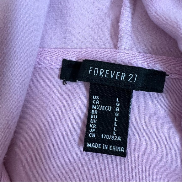 F21 Kawaii Pastel Lilac Purple Semi Crop Velour Y2K Hoodie Sweatshirt Size Large - Picture 6 of 8